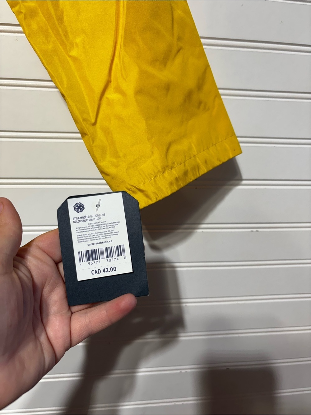 Oshkosh b’gosh yellow hooded rain coat size 14 fleece lined kids windbreaker - Picture 3 of 8